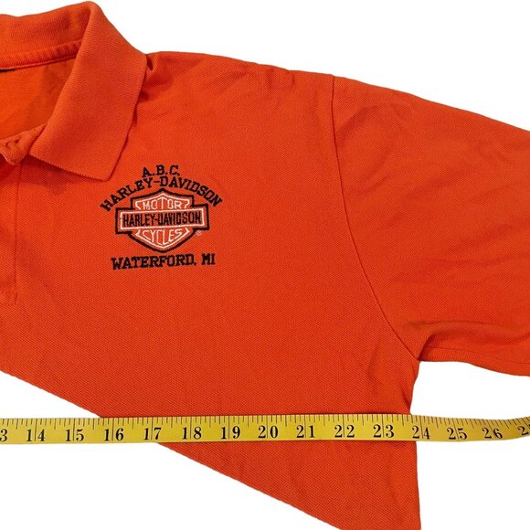 Harley-Davidson Colorblock Polo Shirt Waterford MI Men's XL Orange Black & White - Picture 3 of 3